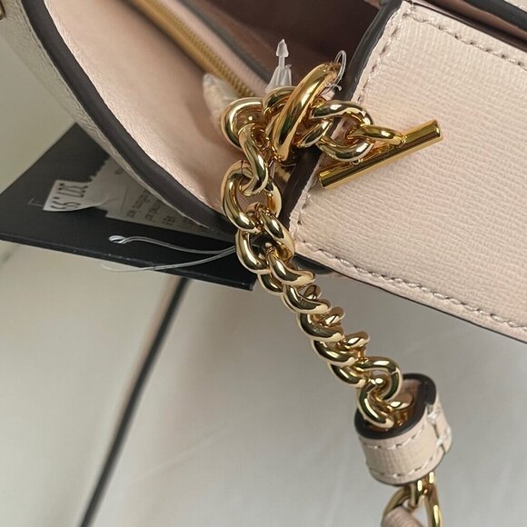 Kate Spade Purl Pearl Flap Shoulder Bag Beige Clutch Chain Wallet Crystals - Picture 10 of 14